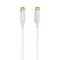 White audio cable with two gold RCA-style connectors on a plain background.