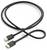 Black HDMI cable with two gold-plated connectors, coiled on a white background.