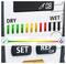 Control panel showing a moisture/dryness meter with colored bars from DRY to WET, plus SET and REF CLR buttons and a green-to-orange arrow indicator.