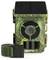 Camouflaged trail camera with solar panel and strap, branded Denver, shown front view on a white background.