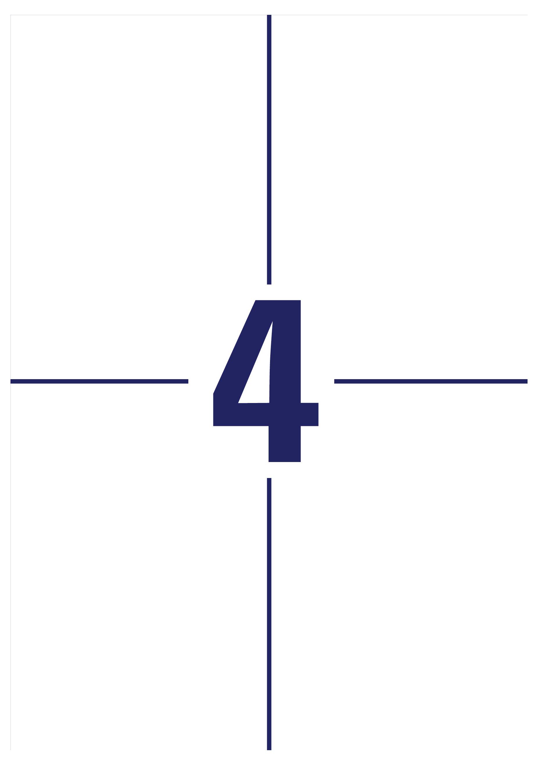 Large navy number 4 centered on a white background with thin crosshair lines extending vertically and horizontally.<br>