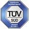 TÜV SÜD test seal for 'laser printer pass tested' according to standard IS-P-002-1.