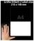 Comparison image for label size: A4 label with dimensions '210 x 148 mm', next to a hand as a size reference.