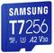 Blue Samsung T756 microSD card labeled 'SAMSUNG' and 'T756', with U3, A2, and V30 speed class markings.<br>