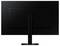 Rear view of a black flat-panel computer monitor on a stand against a white background.