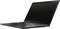 Black Lenovo ThinkPad laptop shown open in a side view with screen off and keyboard visible on a white background