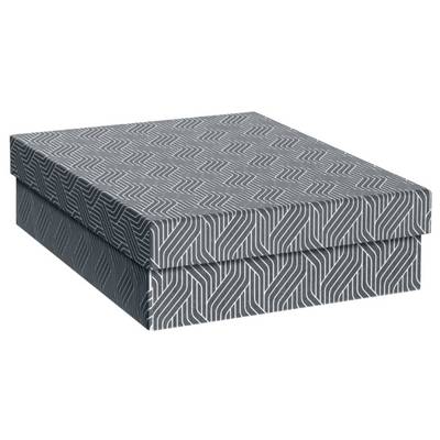Decorative gray patterned gift box with a matching lid, shown closed on a white background.