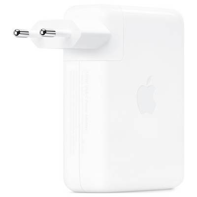 White Apple power adapter with two-prong plug, shown in a product-style view on a plain background.
