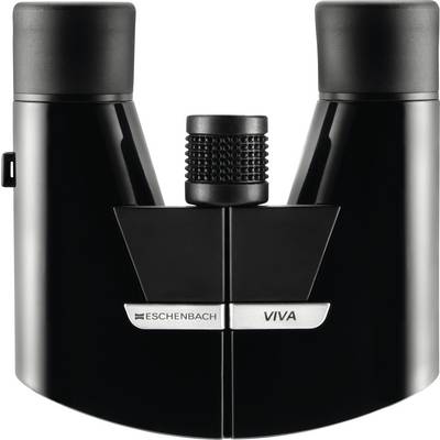 Compact black binoculars labeled 'ESCHENBACH VIVA' with a central textured focus knob, shown front view on a white background.