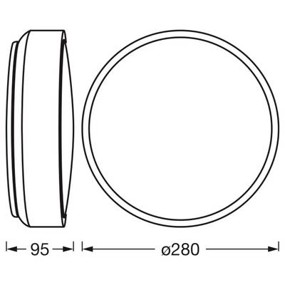 Technical drawing of a circular panel or lid, showing side and front views with dimensions 95 and 280 mm diameter.