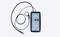 Handheld medical device with attached cable and probe, shown front view on a plain background.