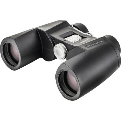 Black binoculars with large objective lenses and central focus knob, shown on a white background.<br>