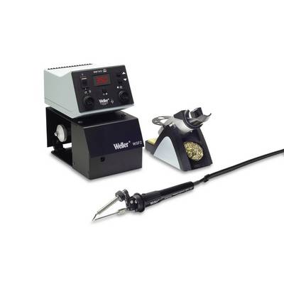 Weller soldering station kit with digital control unit, iron holder and soldering iron for electronics soldering.