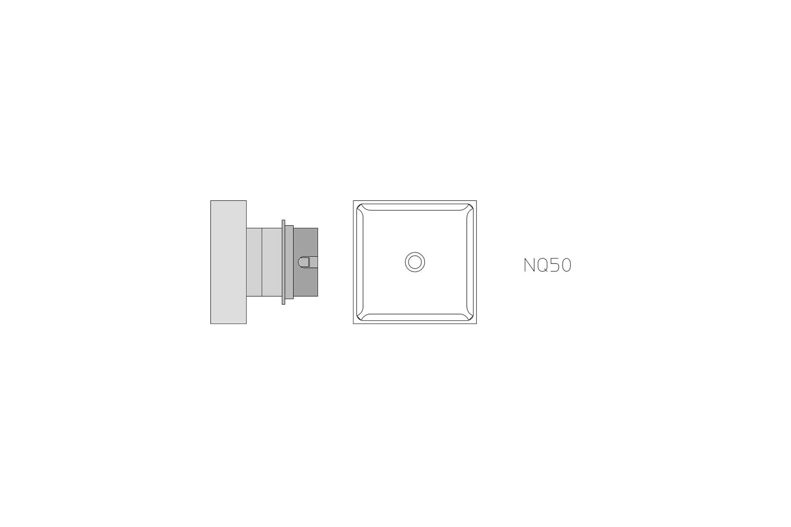 Technical line drawing of a square button or switch labeled 'N050', shown in front and side views.