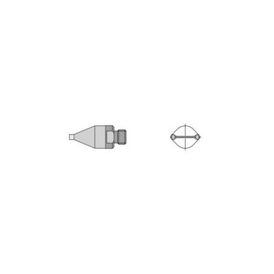 Technical drawing of a cylindrical connector shown in side view and front view, with centered alignment guide lines.