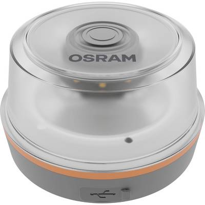 Round gray OSRAM device with clear top cover, orange accent ring, and USB port on the front, shown on a white background.
