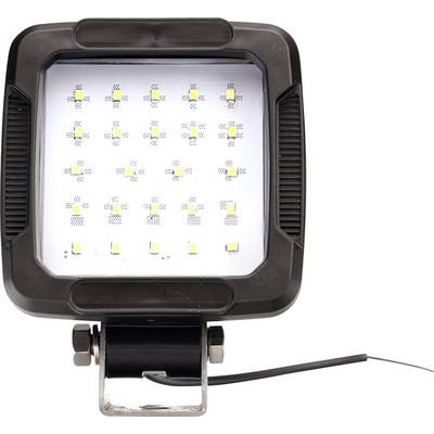 Square LED floodlight with mounting bracket and power cable on a white background