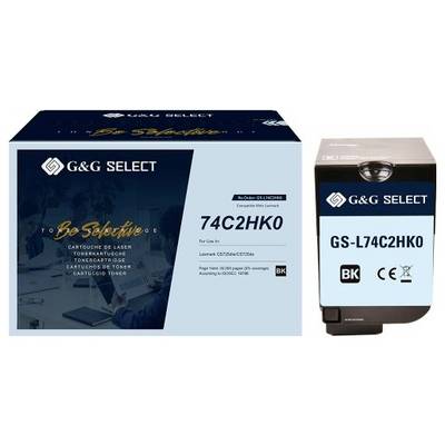 G&G SELECT black toner cartridge box and cartridge, labeled 74C2HK0 and GS-I74C2HK0 for Lexmark printers<br>