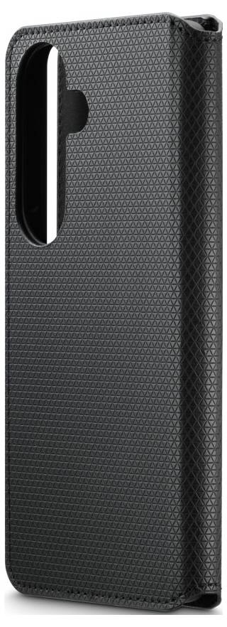 Black textured phone case with a vertical oval camera cutout near the top left.