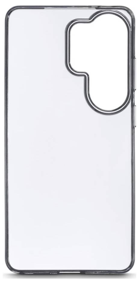Clear smartphone protective case with large camera cutout in the upper right corner.
