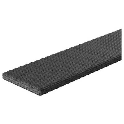A rectangular black woven mat or floor runner shown on a white background.