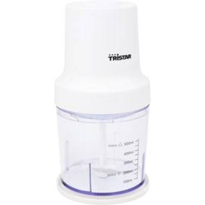 White Tristar food processor attachment with transparent bowl and measurement markings.