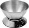 Stainless steel kitchen scale with a large mixing bowl and digital display on the base.