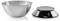 Stainless steel mixing bowl next to a digital kitchen scale displaying 0 ounces, used for weighing ingredients.