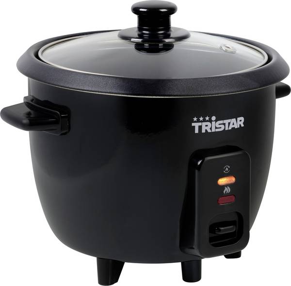 Tristar RK-6141 Rice cooker Black Non-stick coating, Indicator light, with graduated beaker, with glass cover, Overheat protection, portable