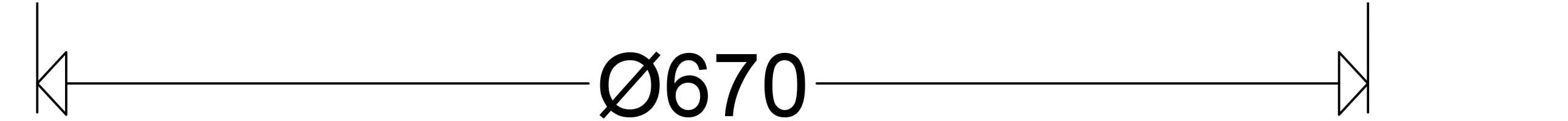 Dimension line showing diameter Ø670 with arrows at both ends.<br>