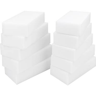 Two stacks of plain white rectangular foam blocks, one taller on the left and one shorter on the right, isolated on a white background.