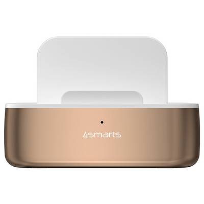 4smarts charging dock with copper-colored base and white top, front indicator light and logo centered on the device.