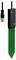 Black sensor/probe with cable connector and green pointed shaft, shown alongside a separate plug connector on a white background.