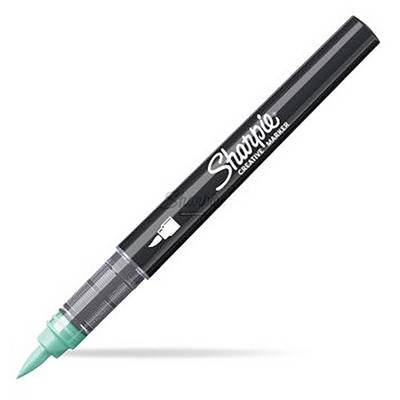 Black Sharpie creative marker with teal tip and cap, shown diagonally on a white background.<br>