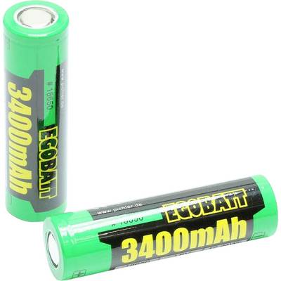 Two green Ecolatt 3400mAh rechargeable batteries, one standing upright and one lying horizontally on a white background.
