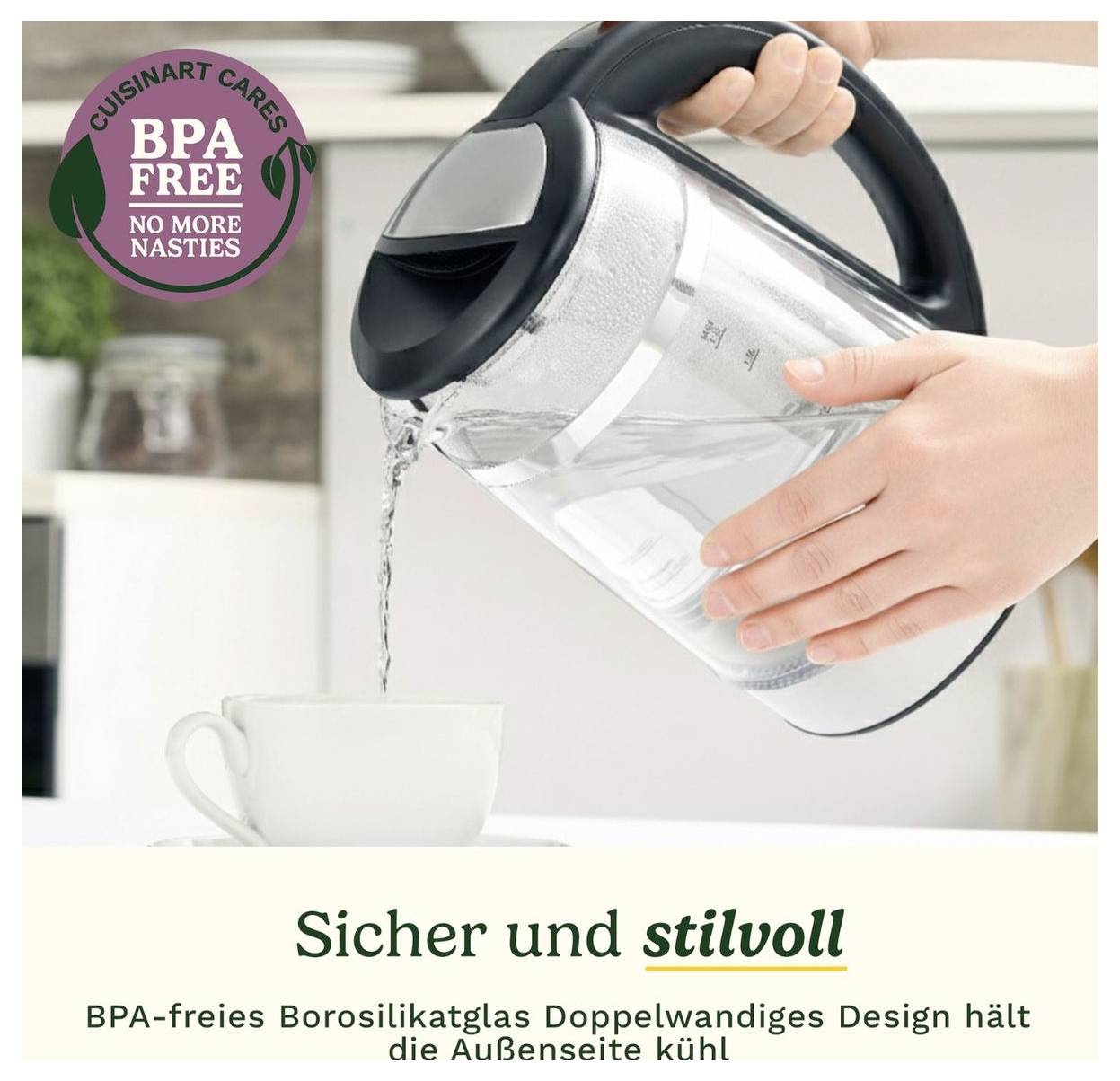 Cuisinart GK19E Kettle Cool touch housing, Temperature pre-set Glassy Capacity: 1.7 l-5