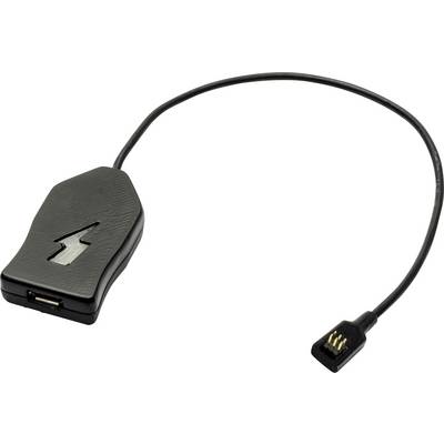 Black USB cable with an inline adapter and small connector, shown on a white background.