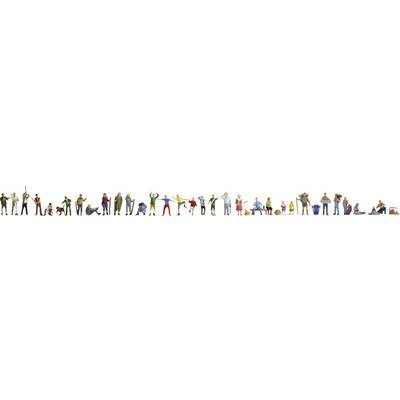 A row of diverse people in different standing, sitting, and gesturing poses, shown as a group of varied human figures.