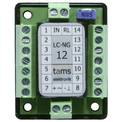 Electronic relay module labeled 'LC-NG 12' with screw terminals and a blue 500K adjustment trimmer.