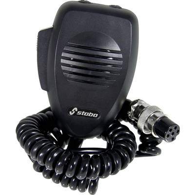 Black handheld microphone with coiled cable and metal connector, shown on a white background.