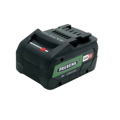 Black PREBENA 18V LiHD 5.5 Ah rechargeable battery pack on a white background.