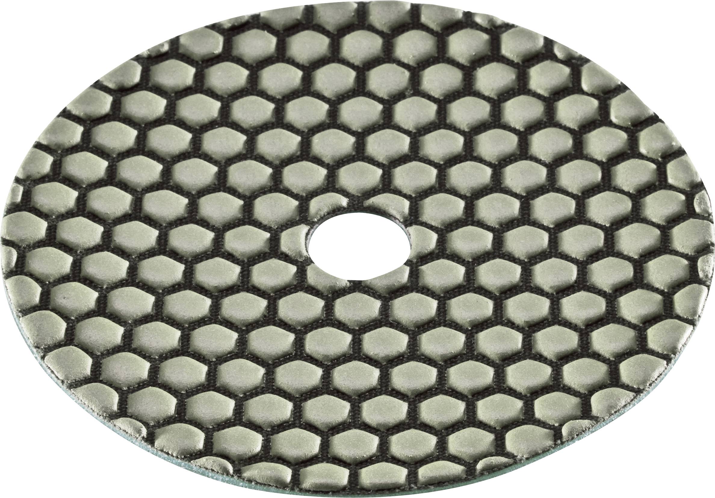 Oval textured metal plate with a honeycomb pattern and a central circular hole<br>