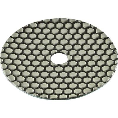 Oval textured metal plate with a honeycomb pattern and a central circular hole<br>
