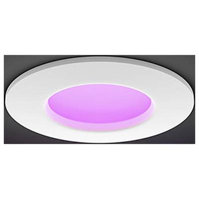 Round recessed ceiling light with a pink glowing center and white outer ring.