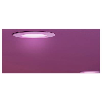 Abstract pink and magenta gradient background with soft oval light glows near the top left and bottom right.