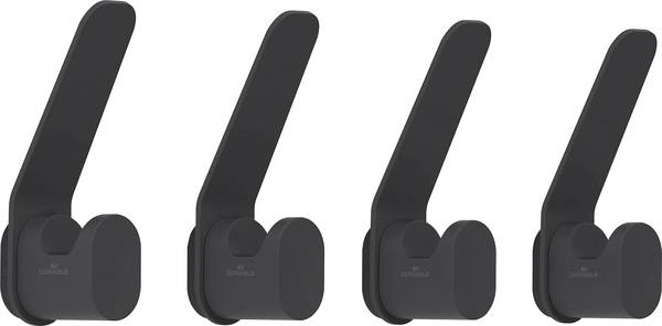 Durable Coat hook 184901 DURASTORE® No. of hooks: 4 (W x H x D) 23.5 x 92 x 37 mm  Black 4 pc(s)