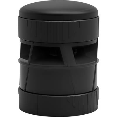 Black cylindrical plastic vent cap with slotted side openings and ribbed bands, shown on a white background.