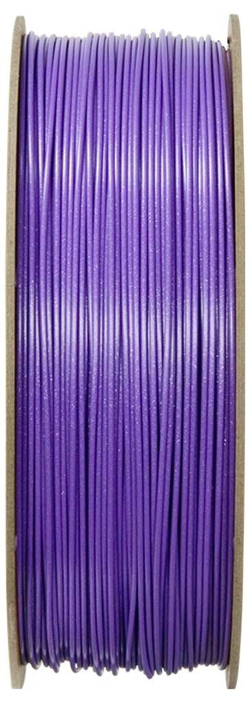 A spool of purple 3D printer filament wound tightly on a reel.
