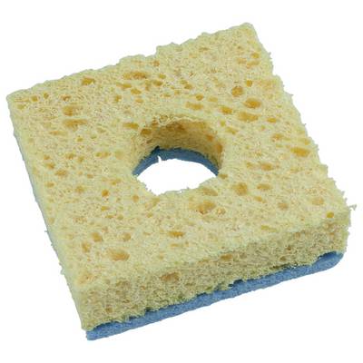 Square sponge cleaning pad with a circular hole in the center, shown isolated on a white background.