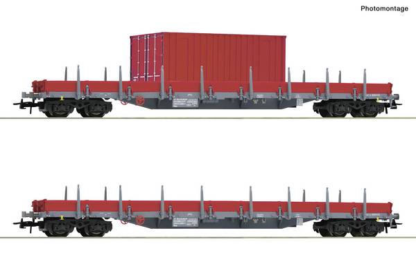 Roco 6600201 Freight wagon DC Wagon set with two 4-axle wagon, category Res, German Railways